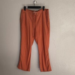 Per Se Women's Orange Linen Pants